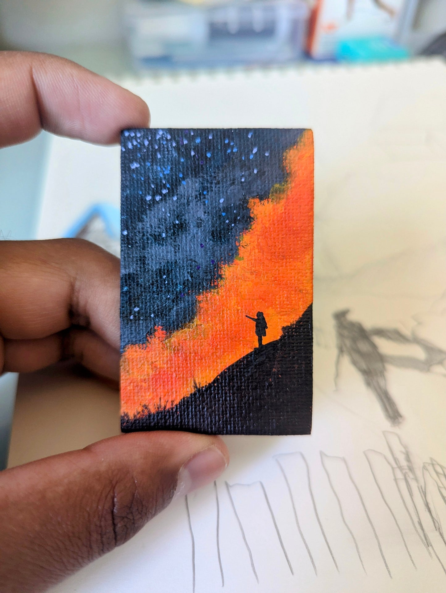 "There's Still Sorrow Out There" - 2x3 Inch Canvas Magnet (Mini Acrylic Painting)