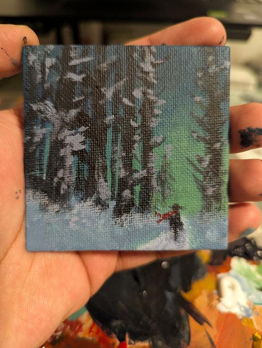 "Summer Weather is low-key booty, take me to Severance Season 2, Episode 4" - 3x3 Inch Canvas Magnet (acrylic painting)
